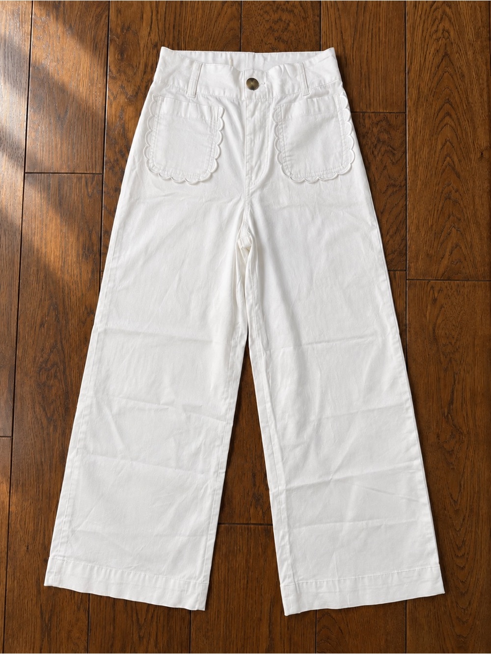 Maeve Colette Scallop High-Rise Wide-Leg Pants in Magic Fabric Sz 27 NWT
